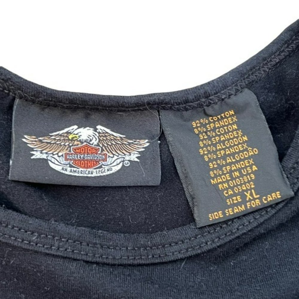 Harley Davidson Black Angel Heart Floral With Rhinestones Graphic Shirt Size XL - Picture 3 of 8